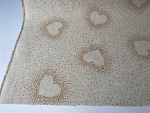 Dekostof - flotte hjerter med guld micro prikker
